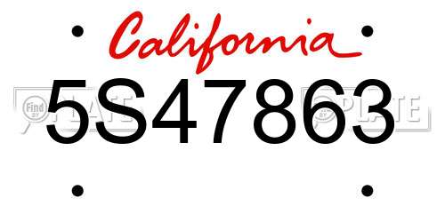 5S47863 California License Plate