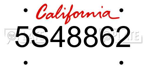 5S48862 California License Plate