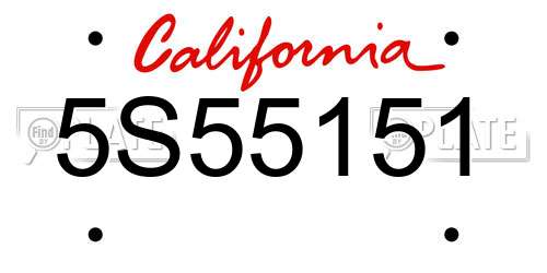 5S55151 California License Plate
