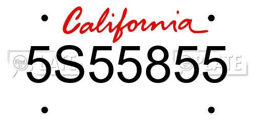 5S55855 California License Plate