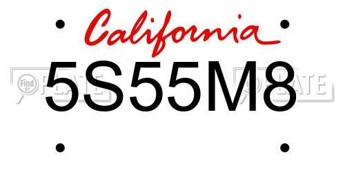 5S55M8 California License Plate