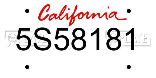 5S58181 California License Plate