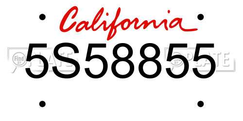 5S58855 California License Plate