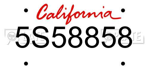 5S58858 California License Plate