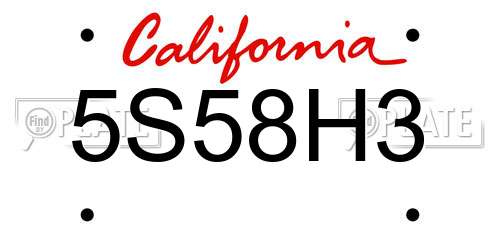 5S58H3 California License Plate