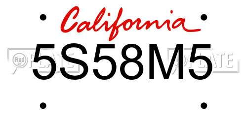 5S58M5 California License Plate