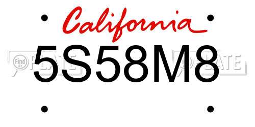 5S58M8 California License Plate