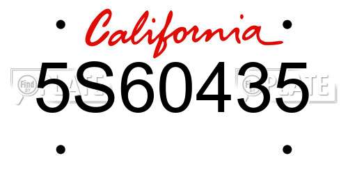 5S60435 California License Plate