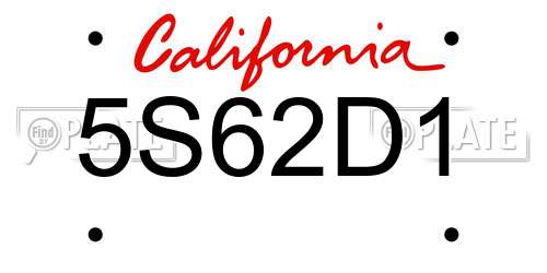 5S62D1 California License Plate