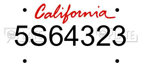 5S64323 California License Plate