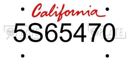 5S65470 California License Plate