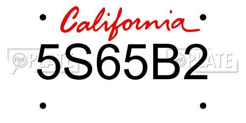 5S65B2 California License Plate