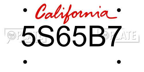 5S65B7 California License Plate