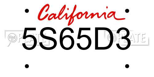 5S65D3 California License Plate