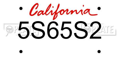5S65S2 California License Plate