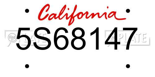 5S68147 California License Plate