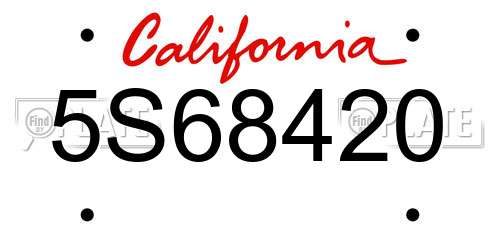 5S68420 California License Plate