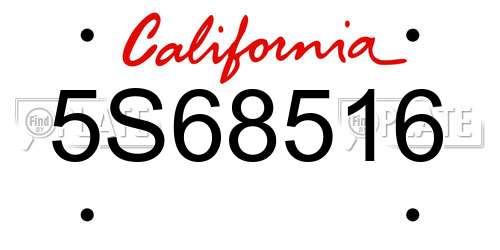 5S68516 California License Plate