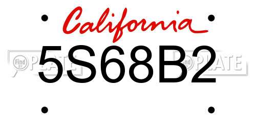 5S68B2 California License Plate