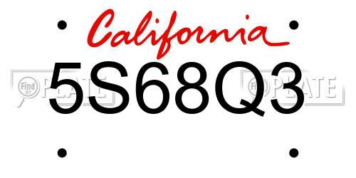 5S68Q3 California License Plate