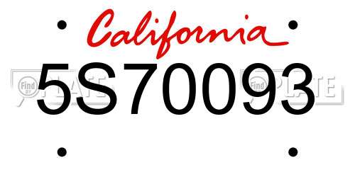 5S70093 California License Plate
