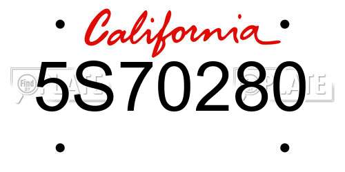 5S70280 California License Plate
