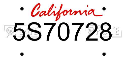 5S70728 California License Plate