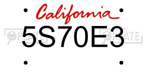5S70E3 California License Plate