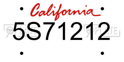 5S71212 California License Plate