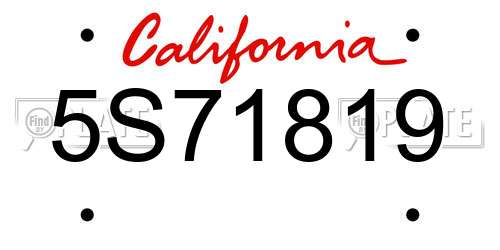 5S71819 California License Plate