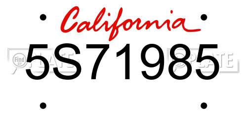 5S71985 California License Plate