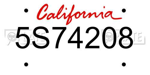 5S74208 California License Plate
