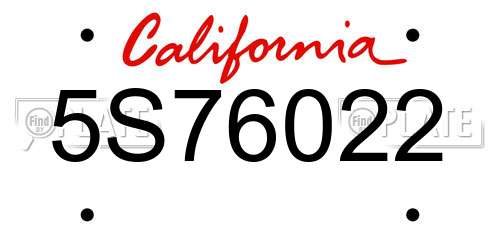 5S76022 California License Plate