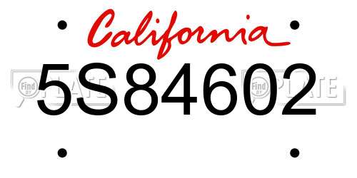 5S84602 California License Plate