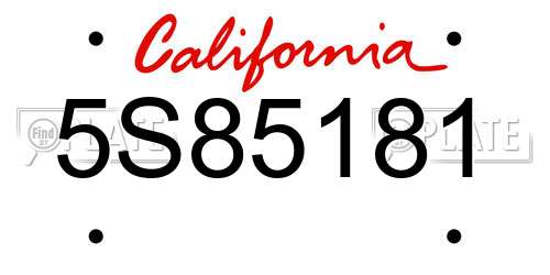 5S85181 California License Plate