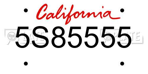 5S85555 California License Plate