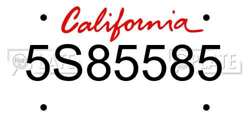 5S85585 California License Plate