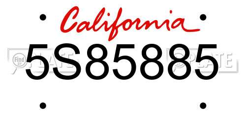 5S85885 California License Plate