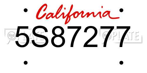 5S87277 California License Plate