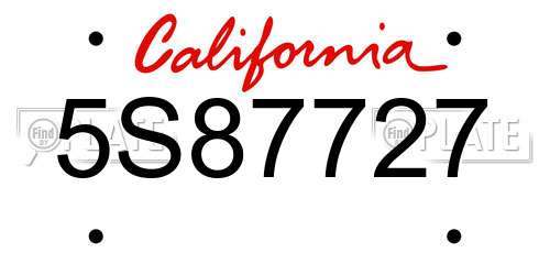 5S87727 California License Plate