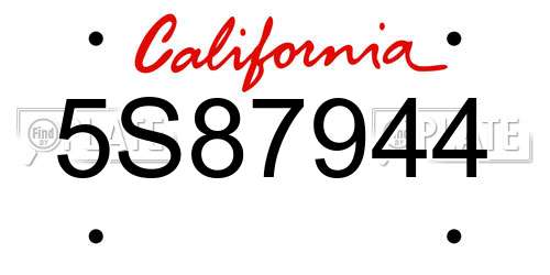 5S87944 California License Plate
