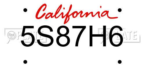 5S87H6 California License Plate