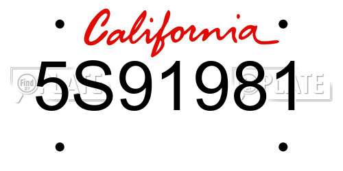 5S91981 California License Plate