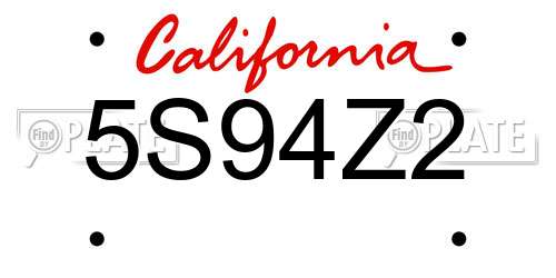 5S94Z2 California License Plate