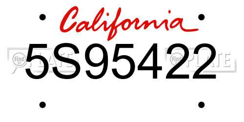 5S95422 California License Plate