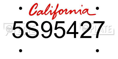 5S95427 California License Plate