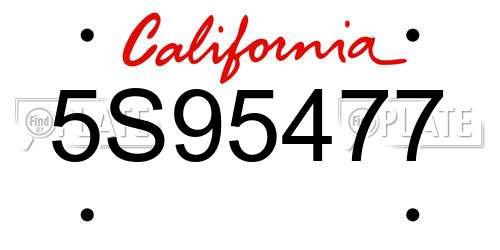 5S95477 California License Plate