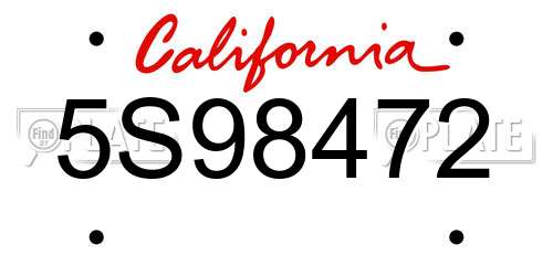 5S98472 California License Plate
