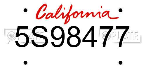 5S98477 California License Plate