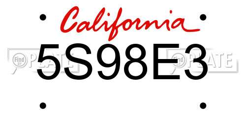 5S98E3 California License Plate